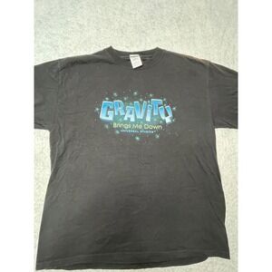 Universal Studio Gravity Brings Me Down Black Graphic T-Shirt Mens L Y2K vintage